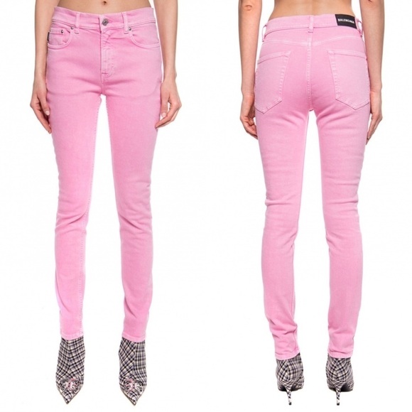 BALENCIAGA Bright Pink Barbiecore Mid Rise skinny jeans size 24 - Picture 12 of 16